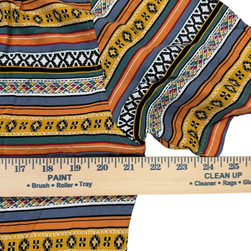 PacSun Camp Shirt Mens Medium Southwestern Aztec Stripe Recycled Rayon Button Up - Picture 8 of 9